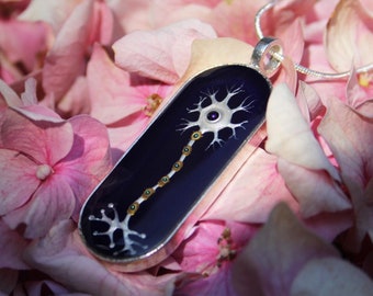 Neuron Pendant Necklace - Silver - Art Necklace, Biology Jewellery, Science, Science Gift, Handmade, Teacher gift, neuroscientist, neurone