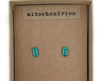 Mitochondrion Stud Earrings - Science Jewelry, Science Gift, STEM, Microbiology, Researcher Gift,  Biology Gift, Science Teacher Gift