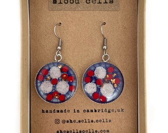 Blood Cell Earrings, Biology Gift, Science Art, Science Gift, Handmade, Gift for Teacher, Gift for Scientist, Haematologist, Hematology