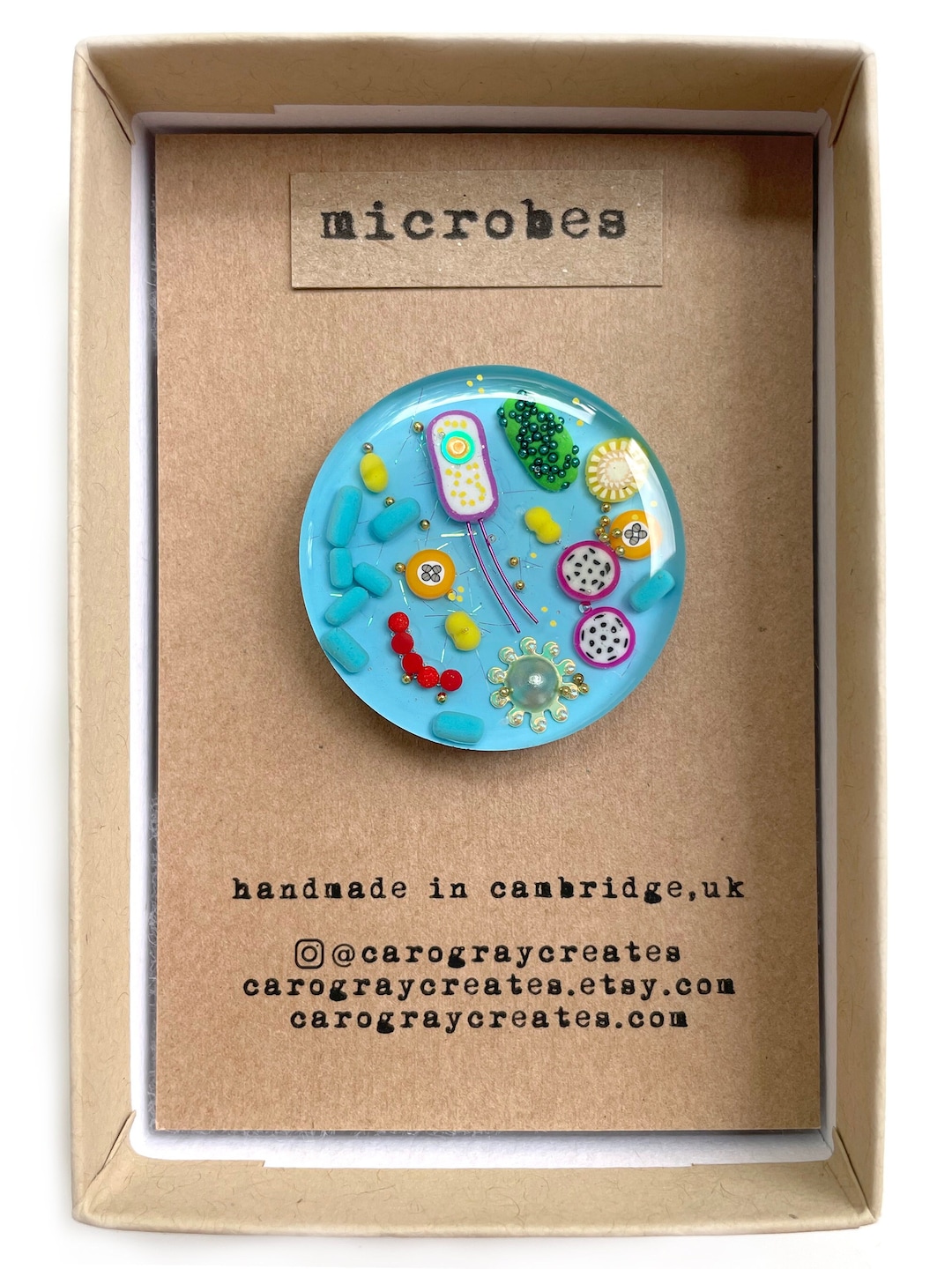 Science Brooch Microbe Brooch - Hand Crafted Brooch, Biology Jewellery, Science ...
