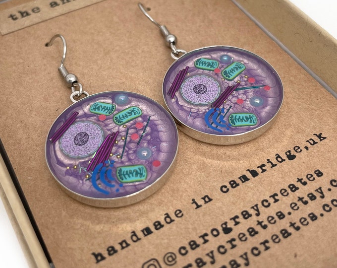 Animal Cell Earrings PURPLE - Biology Earrings, Biology Jewellery, Science Jewellery, Science Gift, Handmade, Gift for Teacher, Microbiology