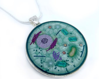 Animal Cell Pendant Necklace - Silver - Art Necklace, Biology Jewellery, Science Jewellery, Science Gift, Handmade, Gift for Teacher