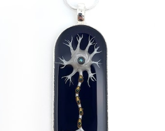 Neuron Pendant Necklace - Silver - Art Necklace, Biology Jewellery, Science, Science Gift, Handmade, Teacher gift, neuroscientist, neurone