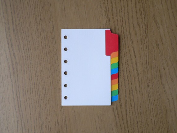 Filofax Pocket Dividers White Board with Multicoloured Top Positioned Mylar Tabs