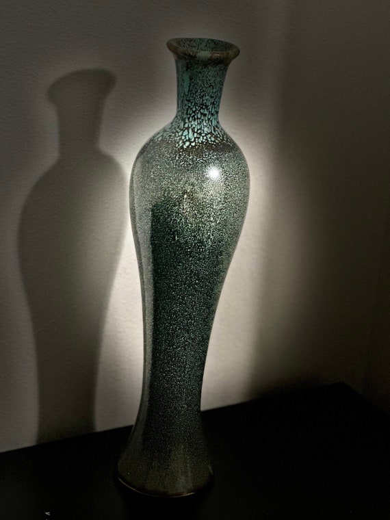 Mid Century Glazed Blue Ceramic Flower Vase - Etsy