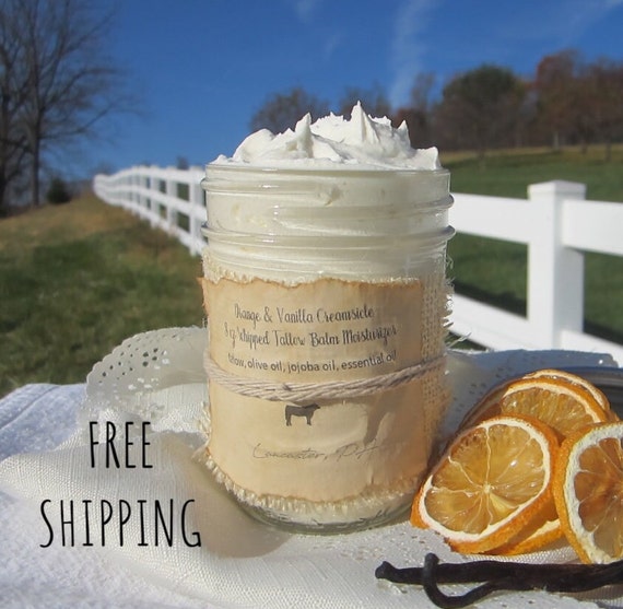 Orange Vanilla Creamsicle Whipped Tallow Balm, Grass Fed