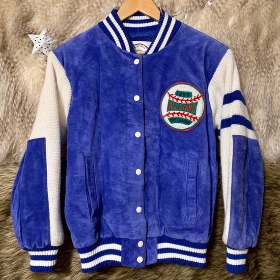 Vintage All Stars Baseball Blue Suede Jacket - image 1