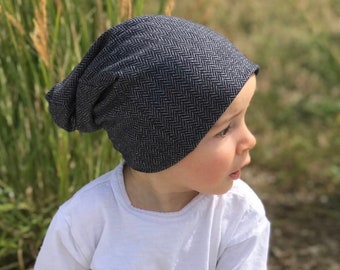 Slouchy Hat, slouchy beanie, slouchy hat, baby girl hat, herringbone slouchy hat, beanie, grey slouchy hat, beanie hat- Herringbone