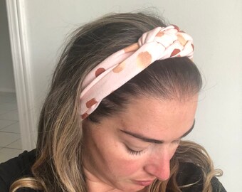 Handmade Sailor Knot Headband - Pink & Gold Dots, Baby Girl Headband