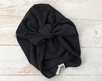 Turban pour bébé / turban pour bébé / chapeau turban pour bébé fille / turban à noeuds / chapeau noué / turban noué / chapeau turban pour nouveau-né / turban noir - noir