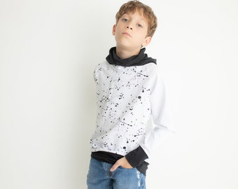 Paint Splatter hoodie/ hoodie/ boy hoodie/ girl hoodie/ Black & White hoodie/kids hoodie sweater/ baby raglan/ unisex hoodie- paint splatter