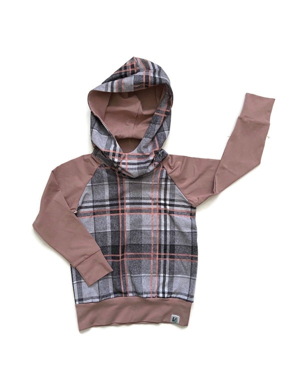 Pink Plaid Raglan Hoodie/ Hoodie/ Girls 