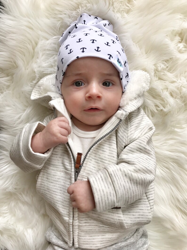 Slouchy Beanie anchors hat/ anchor hat/ slouchy hat/ slouch beanie/ baby beanie/ toddler hat/ baby hat/ hipster hat/ baby hat Anchors image 1