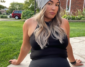 Slouchy Beanie/ slouchy hat/ ribbed beanie/ kids beanie/ adult beanie/ toddler beanie/ slouchy hat/ trendy slouchy hat  - Grey Ribbed