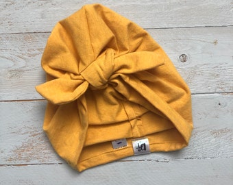 Infant Turban /baby turban / baby girl turban hat/ knot turban/ knotted hat/ knotted Turban/ newborn turban hat/ turban - Bright yellow