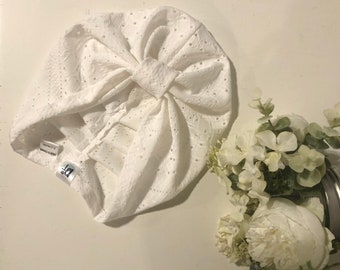 Turban hat /baby turban / baby girl turban hat/ beanie/ white turban hat/ Turban/ baby turban hat/ white turban/ toddler turban - White