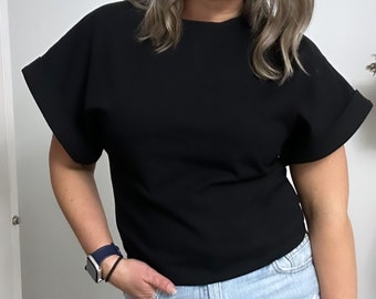 top/ modern Shirt/ summer t-shirt/ trendy modern top/ black T-shirt/ adult tee/ woman's t shirt / tee/ t-shirt- black