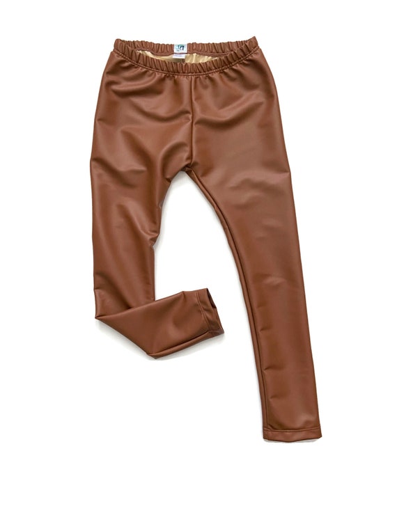 Faux Leather Pants/ Faux Leather Leggings/ Baby Girl Leggings / Toddler Legging  Pants/ Modern Pants/ Leather Pants Camel 