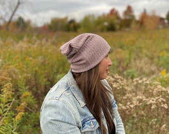 Fall/Winter Collection- Ribbed Slouchy Beanie/ pink hat/ blush pink slouchy hat/ trendy hat/ kids blush beanie/ ribbed hat/ adult hat- blush