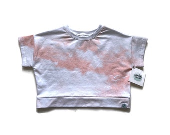 crop top/ toddler crop top/ clouds/ baby girl toddler /baby crop top/ pinktop/ kids crop top/ modern crop top - Peachy Pink Clouds crop top