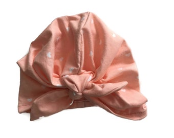 Peachy Hearts Baby Turban – Knotted Cotton Beanie
