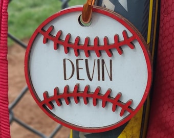 Custom Engraved Baseball Tag - Back to School - Baseball Season - Traveling Teams - 4&quot; Round - Personalized Tag