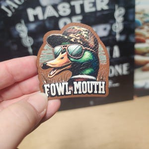 UV Printed Fowl Mouth Duck Hat Patch, Faux Leather