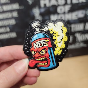 UV Printed Fiery Nitrous Racing Hat Patch, Faux Leather