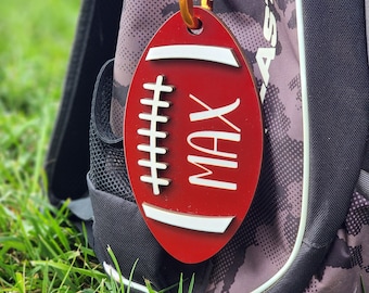 Custom Engraved Printed Football Tag - Back to School - Football Season - Traveling Teams - 6&quot; Long- Personalized Tag