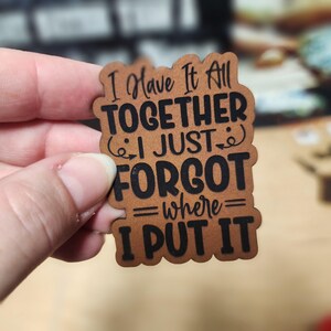 Engraved Organizational Humor Hat Patch, Faux Leather
