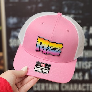 RIZZ Trucker Hat: Pink Richardson 112, Funny Graphic Cap