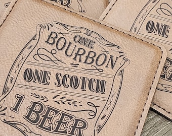 Bourbon Lover Coasters, Whiskey Gifts, Man Cave Coaster, Scotch Coaster, Beer Coasters, Barware Coasters, Barroom, Set of 6 With Holder
