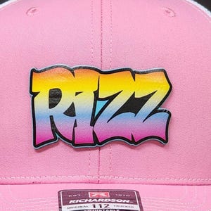 RIZZ Street Style Iron On Hat Patch, UV Printed Leather