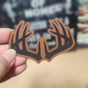 Antler Design Leatherette Hat Patch, Laser Engraved