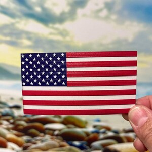 Patriotic American Flag Design Hat Patch, UV Printed Faux Leather