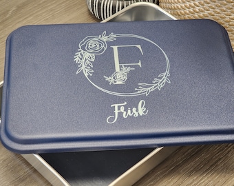 Navy Personalized Cake Pan - Five Colors to Choose From - Wedding Gift - Housewarming - Christmas - Baker - Unique Gift