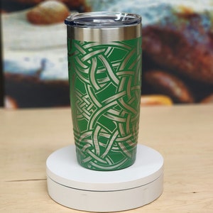 Viking Knot Tumbler 20oz : Green and Silver