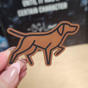Pointer Running Dog Silhouette Trucker Hat Patch, Laser Engraved Leatherette