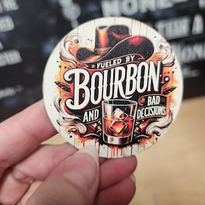 Fueled By Bourbon Hat Patch, UV Printed Faux Leather