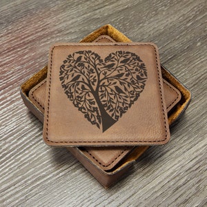 Nature Lover Tree Coaster Set of 6 With Holder, Tree of Life Coaster, Family Room Coasters, Cabin Design, Mother&#39;s Day She Shed Decor