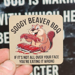 Cheeky BBQ Fun With A Beaver Cap Patch, UV Printed Faux Leather