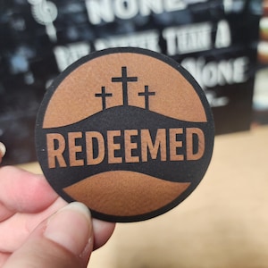 Laser Engraved Redeemed Hat Patch, Leatherette