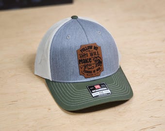 Fisher of Men Hat, Leatherette Patch, Mesh Back, Religious Gift