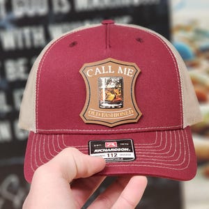 Call Me Old Fashioned Leatherette Patch, Birthday Gift for Cocktail Lovers, Old Fashioned Hat, Father&#39;s Day Gift