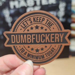 Minimize The Nonsense Leatherette Iron On Hat Patch, Laser Engraved