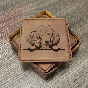 Poodle Coaster set, Goldendoodle Coasters, Dog Lover Gift, Family Room Coasters, Living Room Coaster, Cute Dog Gift Set of 6 With Holder