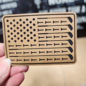 Patriotic Golf Flag Trucker Hat Patch, Laser Engraved Leatherette