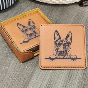 German Shepherd Coaster set, Shepherd Coasters, Dog Lover Gift, Family Room Coasters, Living Room Coaster, Cute Dog Gift Set 6 With Holder