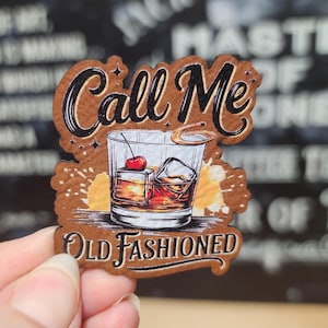 UV Printed Call Me Old Fashioned Hat Patch, Faux Leather