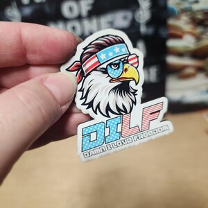 Patriotic Eagle DILF Iron On Hat Patch, UV Printed Leather